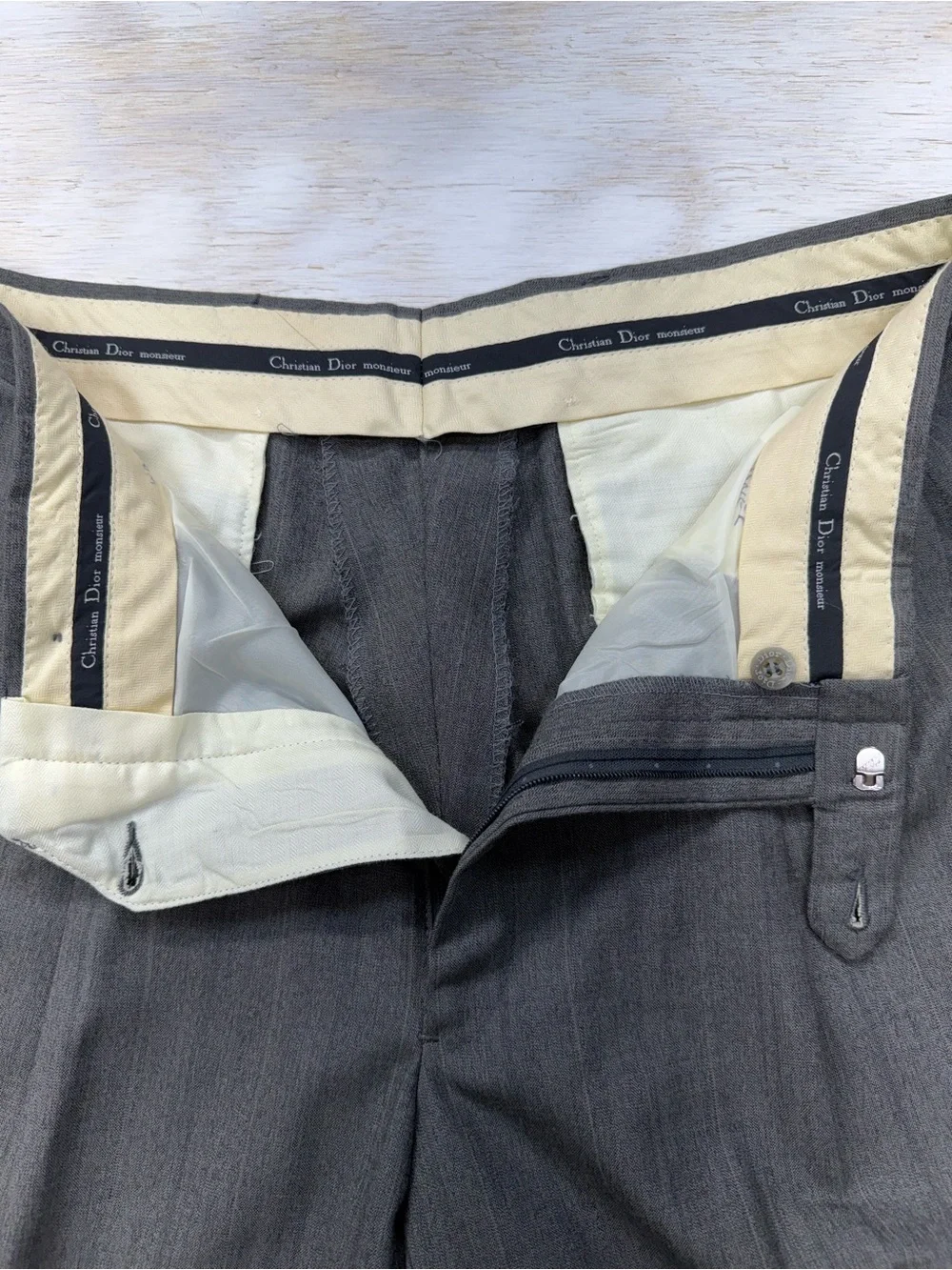 Christian Dior Triple Pleated 34x30.5 Men's Gray Tailored Dress Pants
